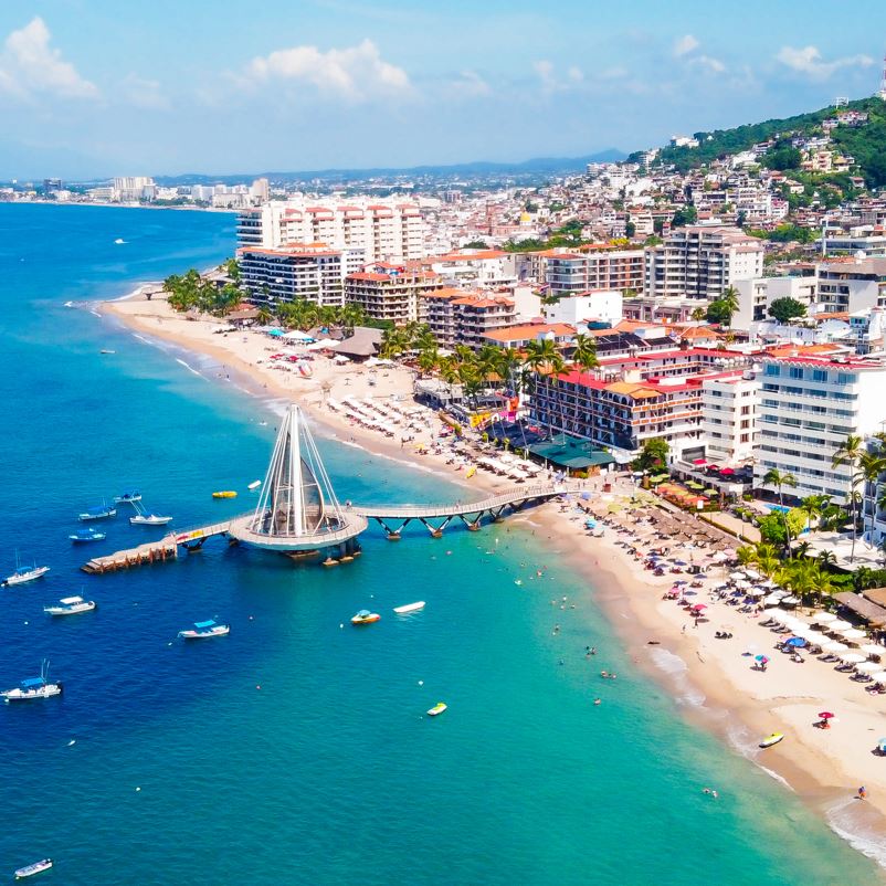 Aerial view of beach in puerto vallarta