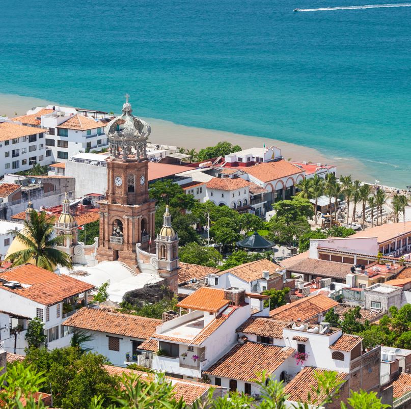 aerial view of puerto vallarta showing old town