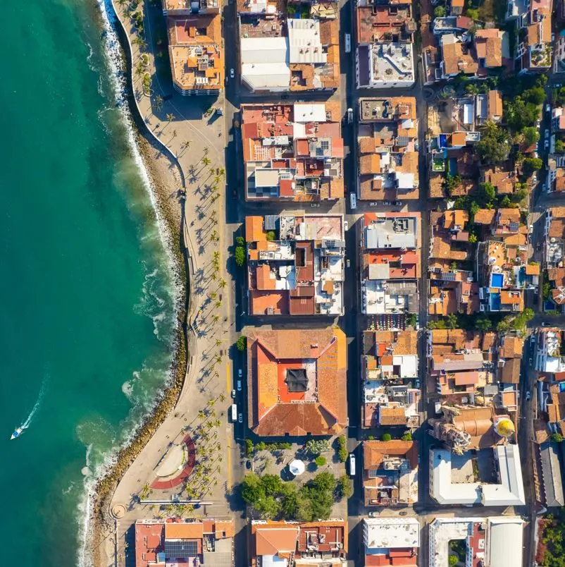 aerial view of puerto vallarta showing streets