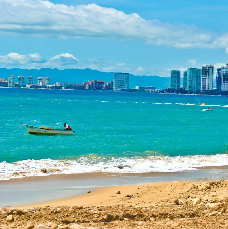 puerto vallarta view of beach with buildings in back