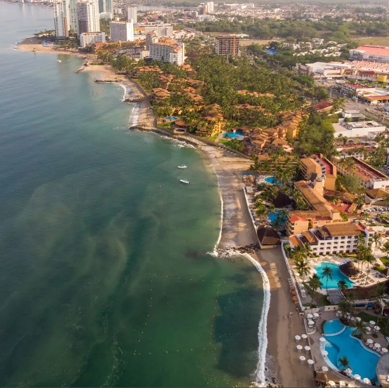 aerial of puerto vallarta hotels