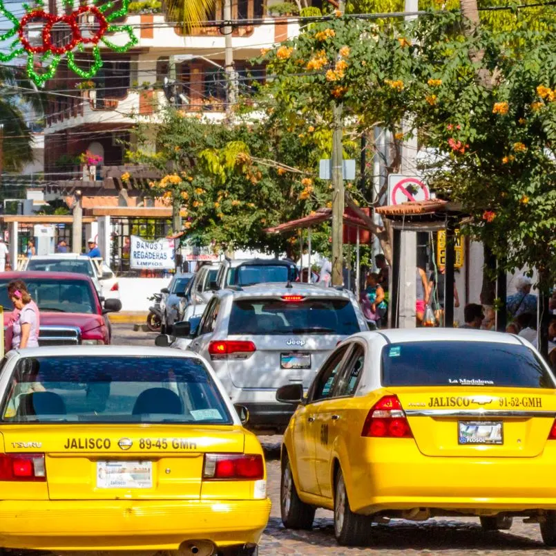 busy street in old town puerto vallarta