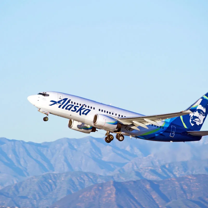 an alaskan airlines plane taking off from nevada