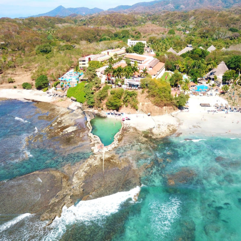 aerial view of the riviera Nayarit with a hotel