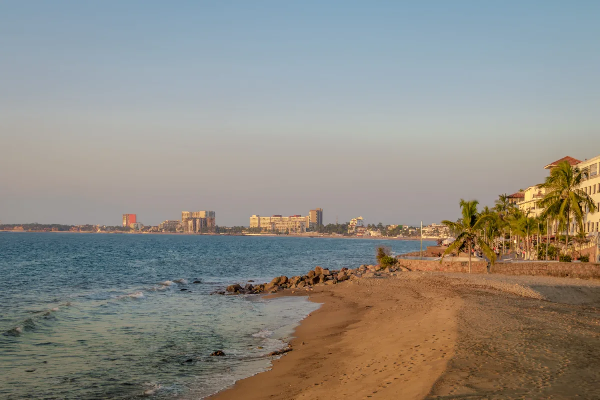 A beach in Puerto Vallarta, Mexico, on a sunny day