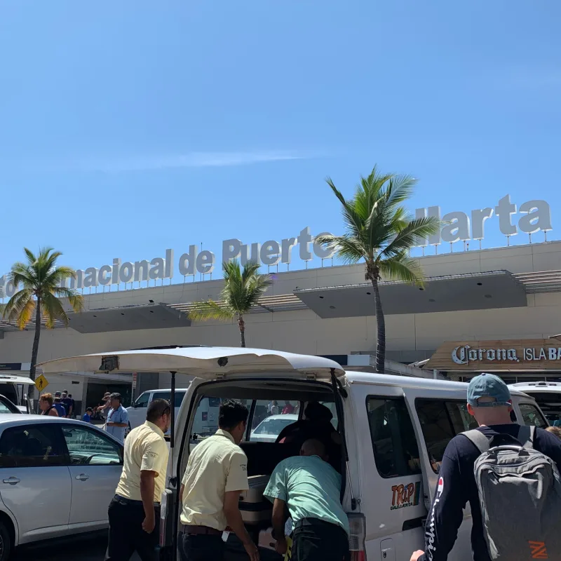 The Puerto Vallarta International airport during a busy weekend of travelers coming in to vacation in Mexico for Spring Break