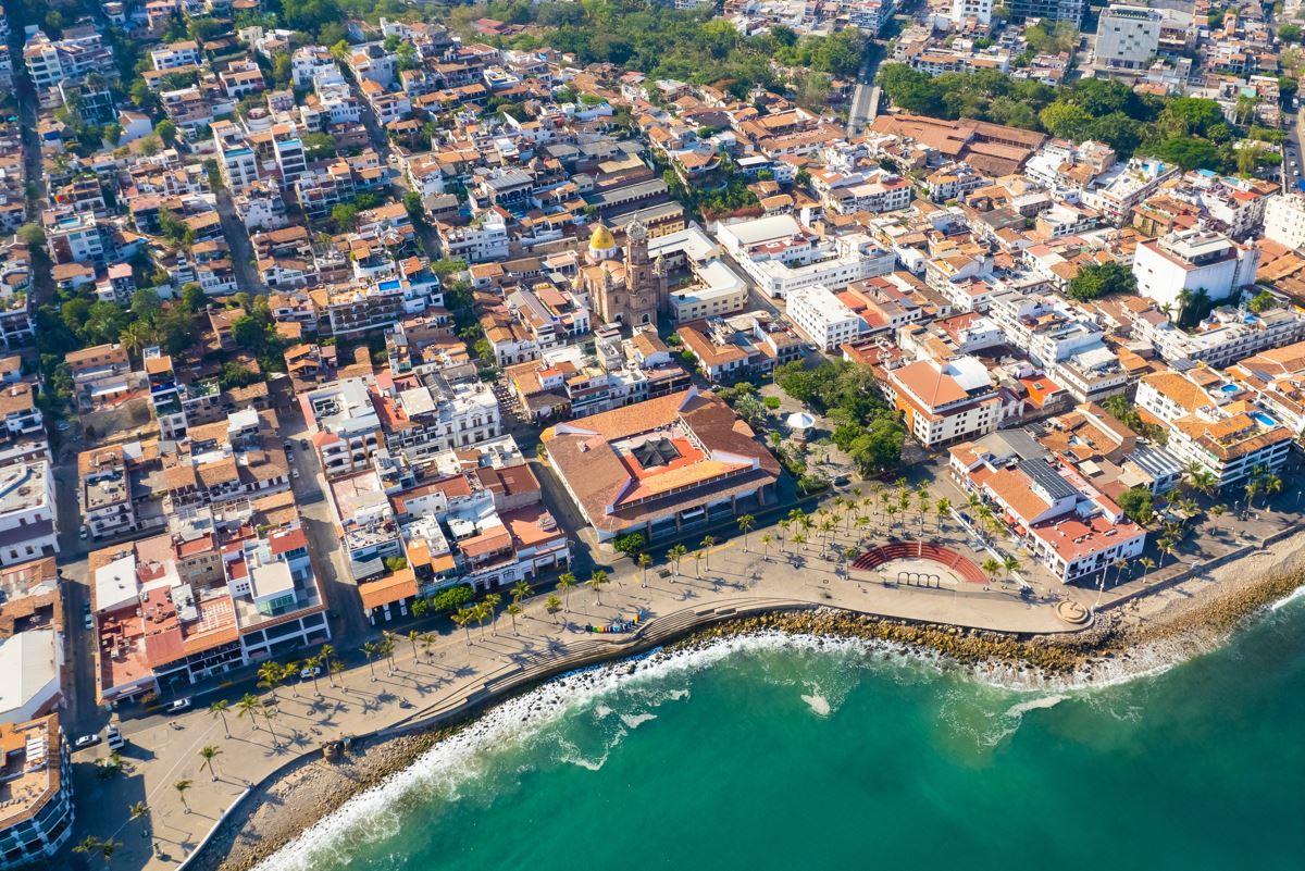 aerial view of puerto vallarta sunny day
