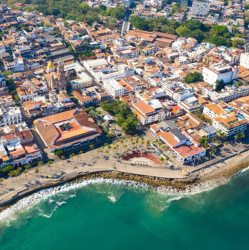 aerial view of puerto vallarta sunny day